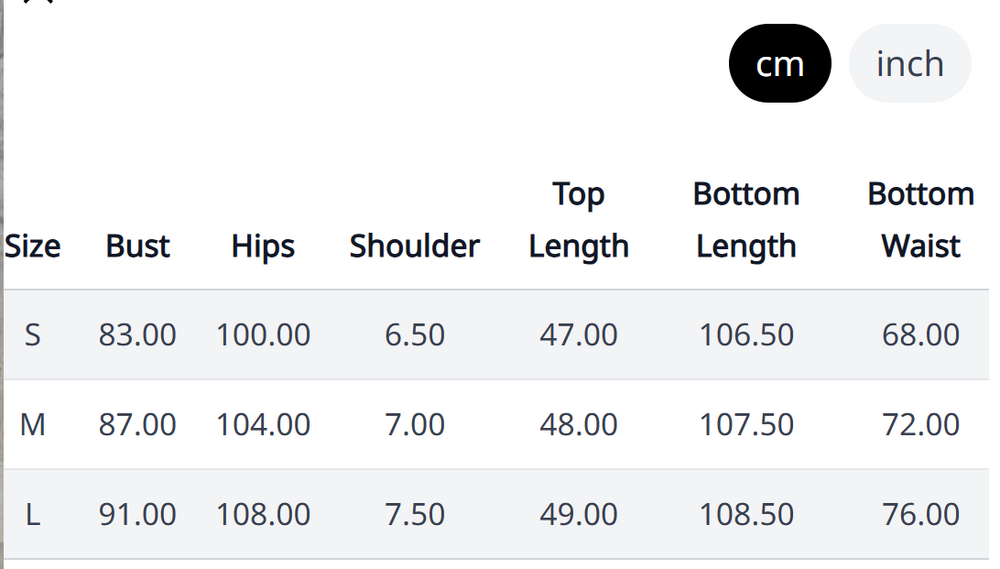 Size Chart