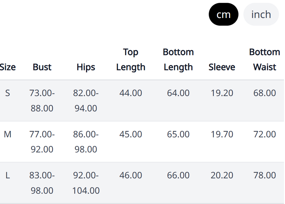 Size Chart