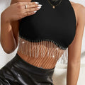 Stretch Rhinestone Tassel Tank Top