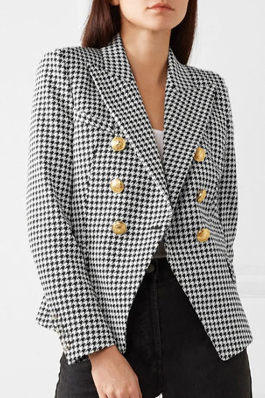 Houndstooth Elegance Blazer