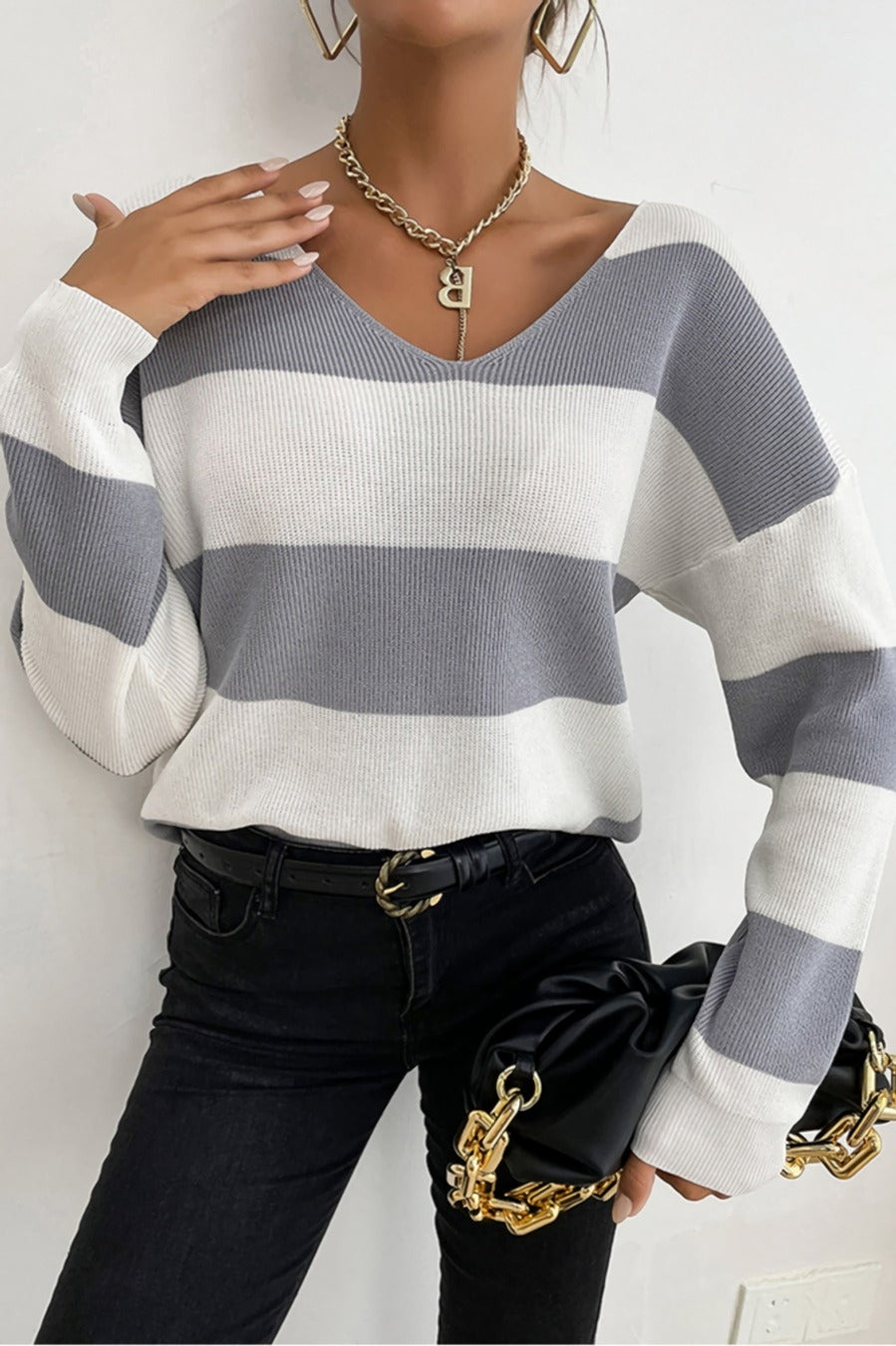 Slight Stretch Stripe Sweater