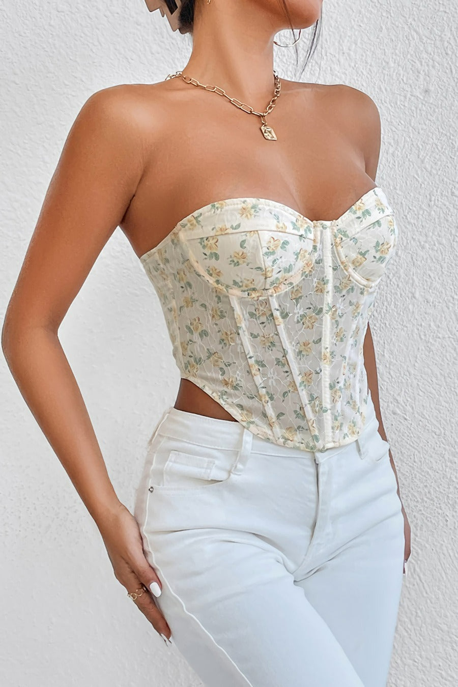 Summer Floral Lace-up Tank Top