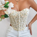 Summer Floral Lace-up Tank Top
