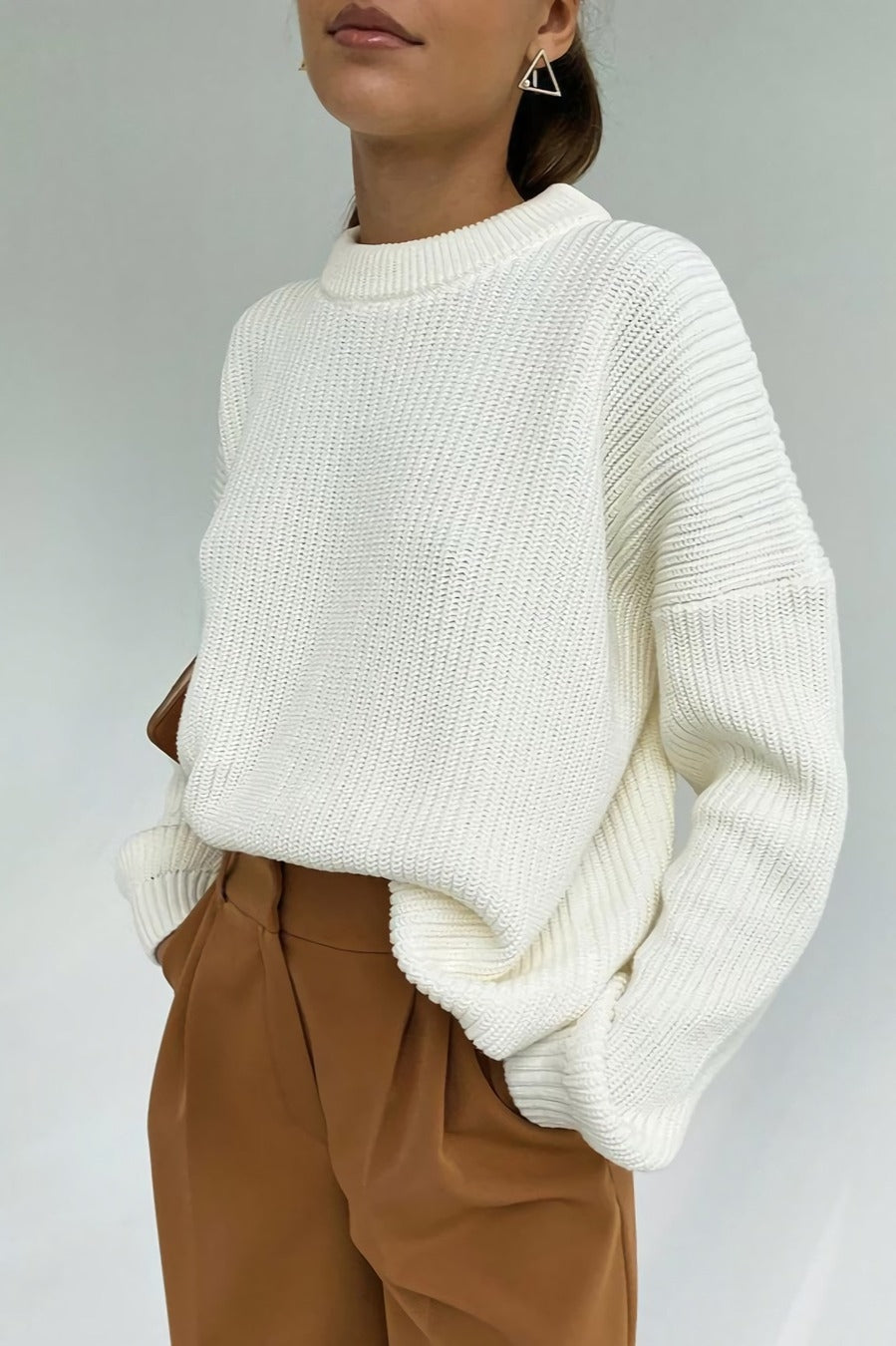 Slight Stretch Knitted Loose Sweater