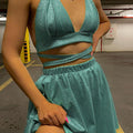 Elegant Sparkling Lace-Up Crop Top
