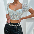 Slight Stretch Mesh Underwire Rubber Bone Top