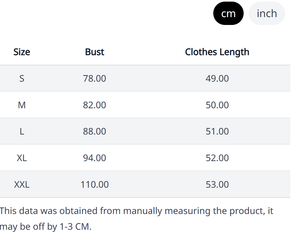 Size Chart