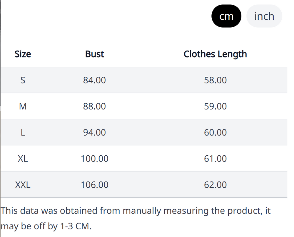 Size Chart