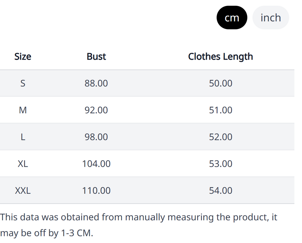 Size Chart