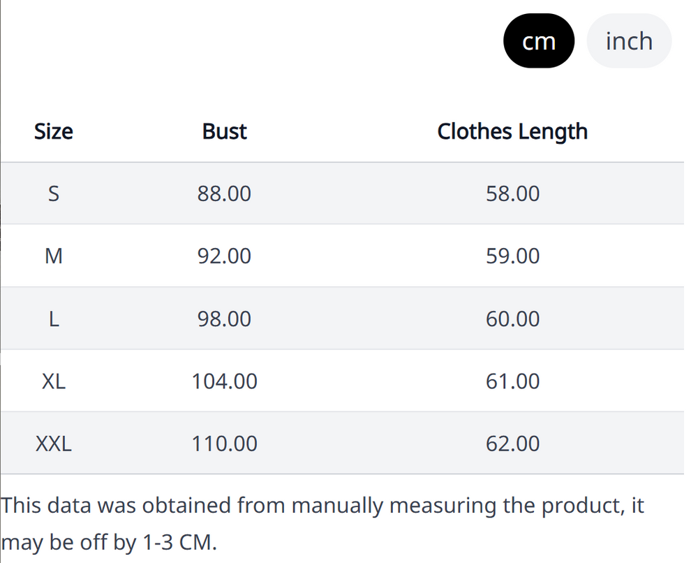 Size Chart