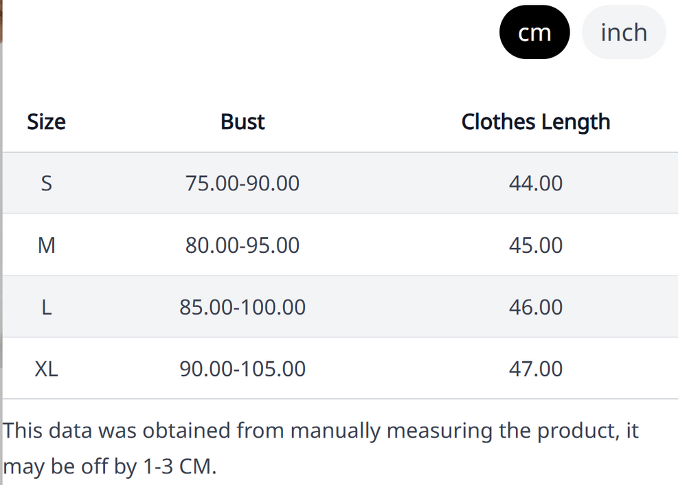 Size Chart