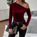One-Shoulder Wine Charm Top