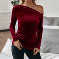 One-Shoulder Wine Charm Top