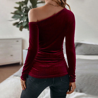 One-Shoulder Wine Charm Top