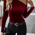 One-Shoulder Wine Charm Top