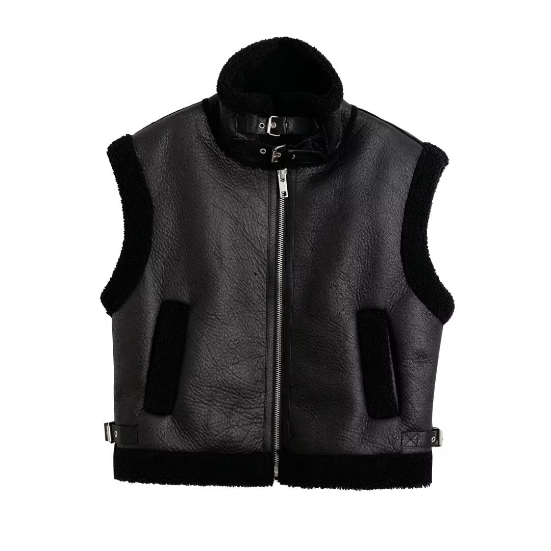 Noir Shearling Vest