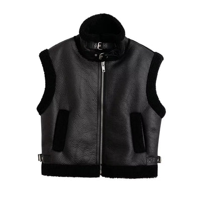 Noir Shearling Vest