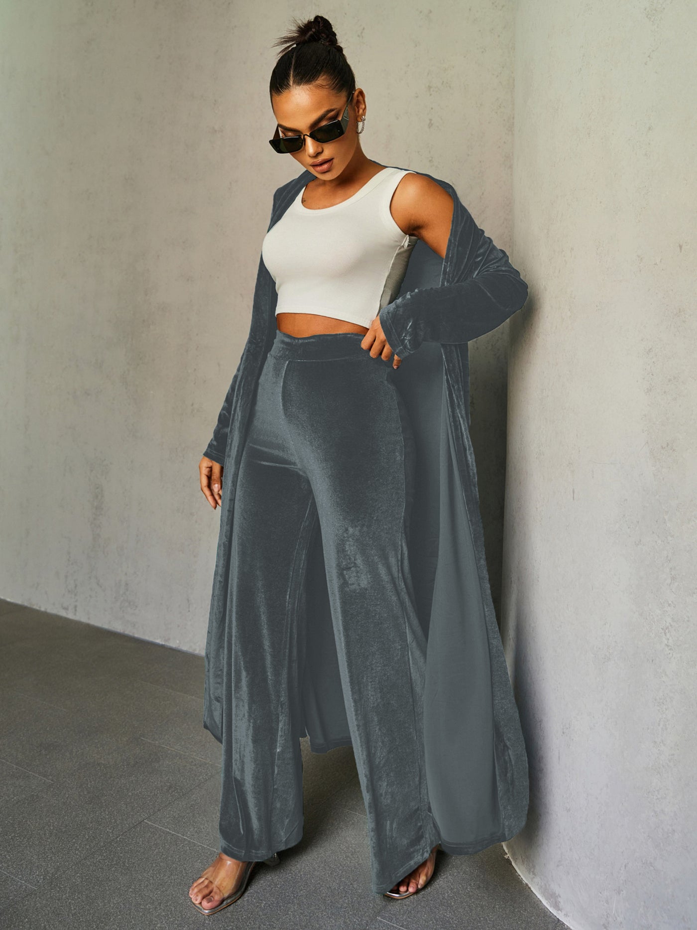 Noir Velvet Duster Set