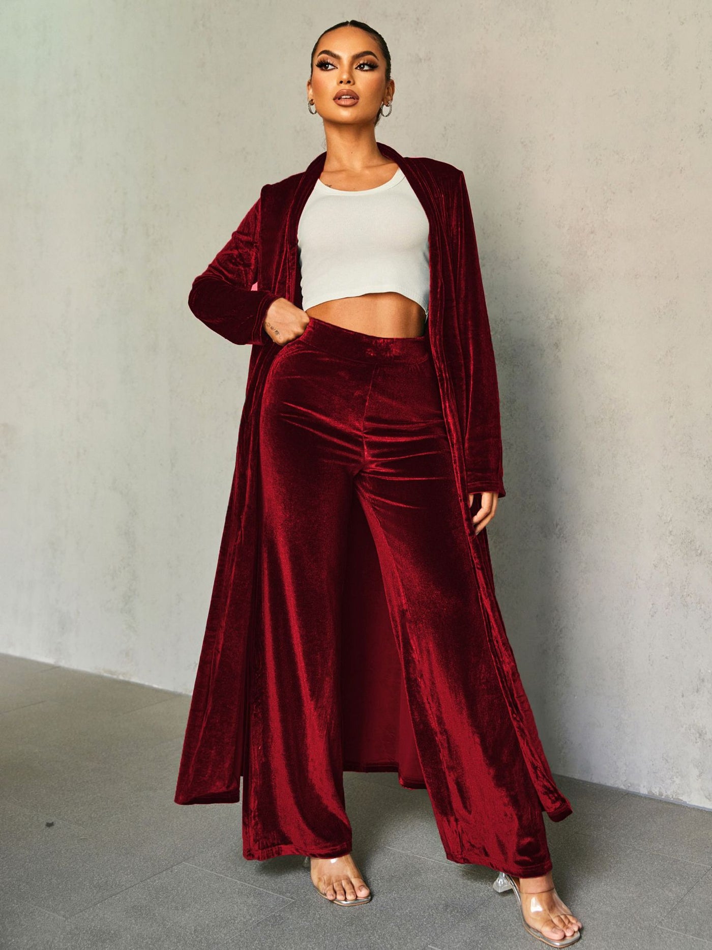 Noir Velvet Duster Set