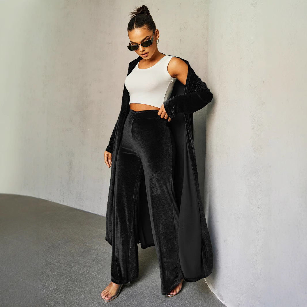 Noir Velvet Duster Set