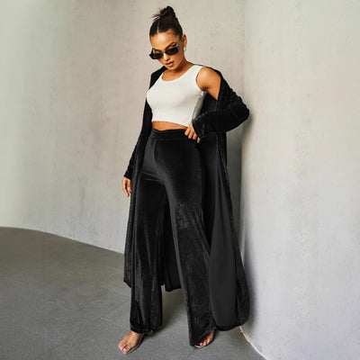 Noir Velvet Duster Set