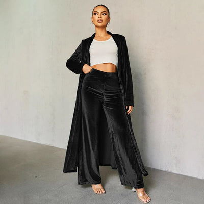 Noir Velvet Duster Set