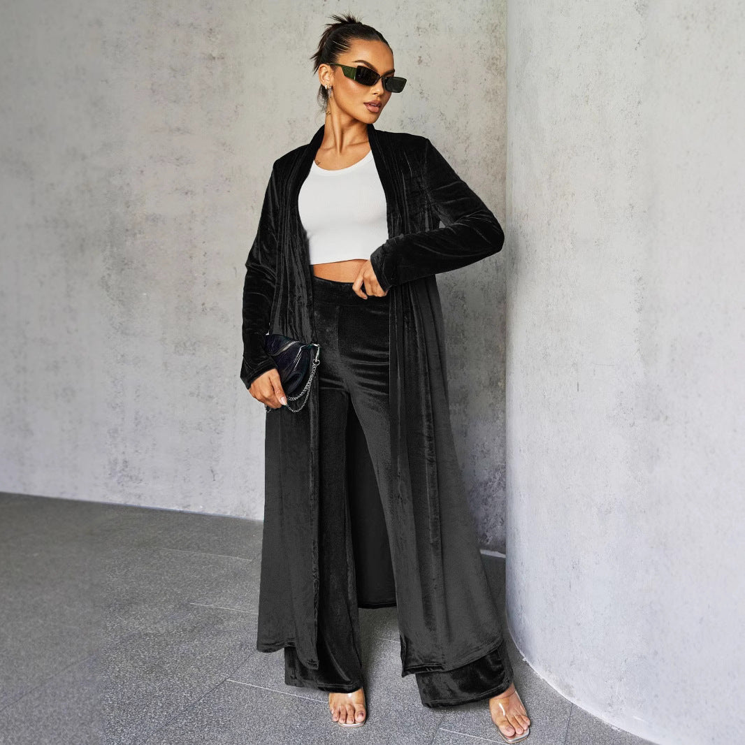 Noir Velvet Duster Set