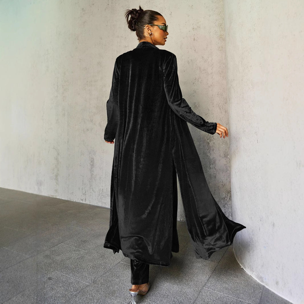Noir Velvet Duster Set