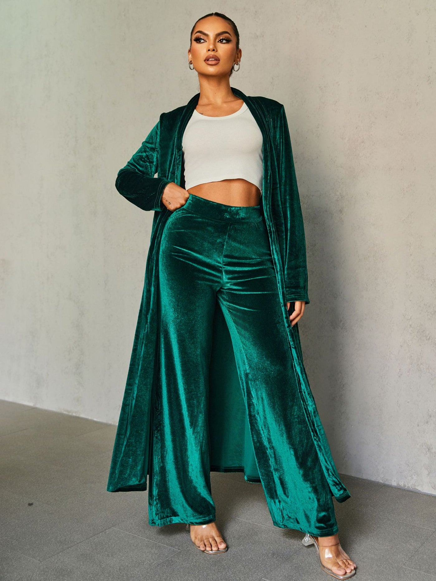 Noir Velvet Duster Set