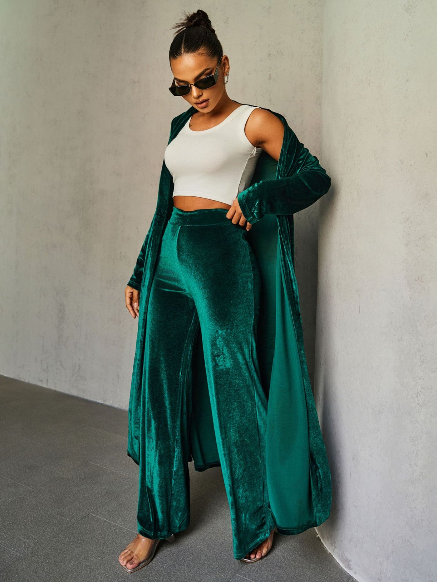 Noir Velvet Duster Set