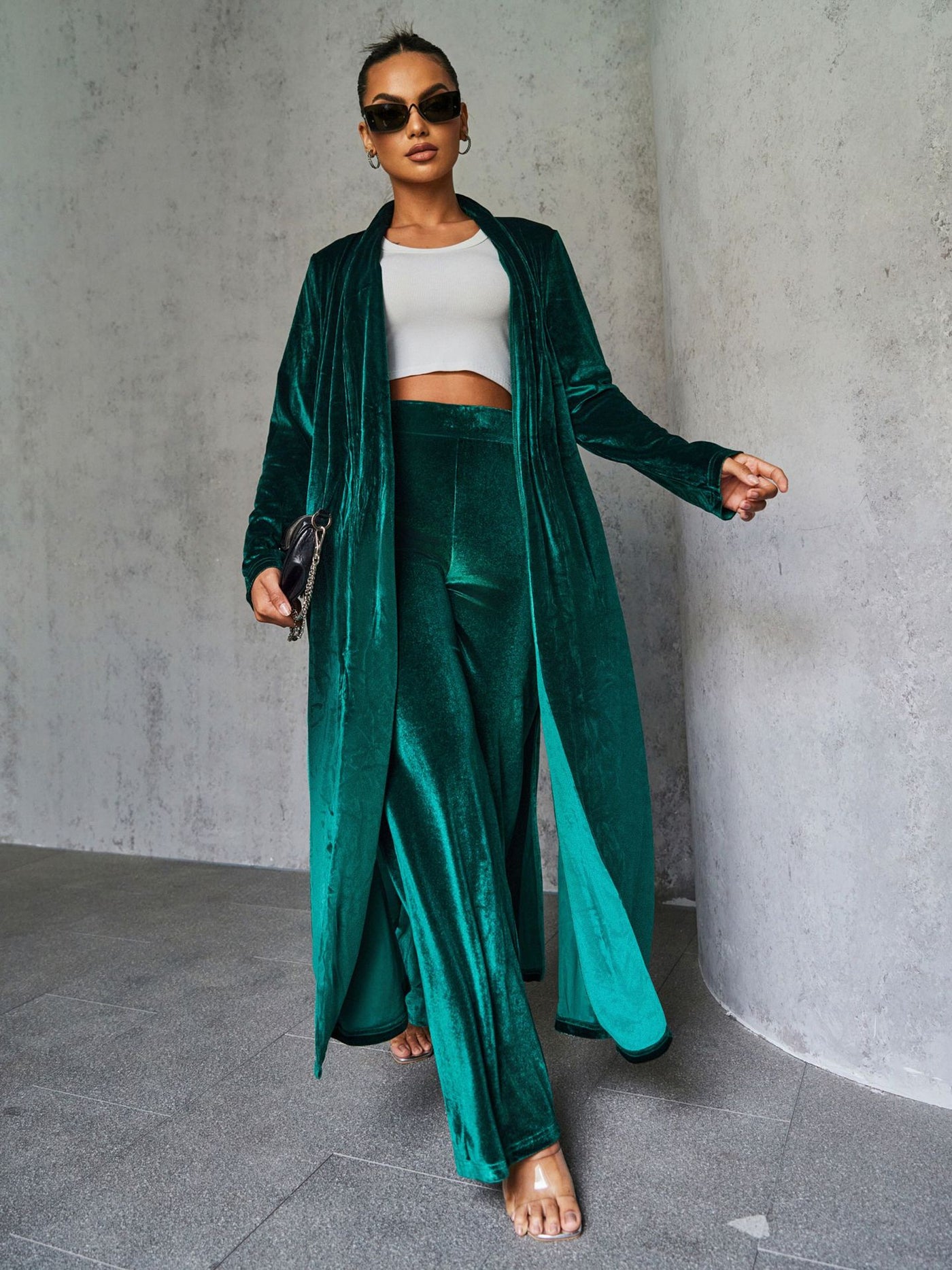 Noir Velvet Duster Set