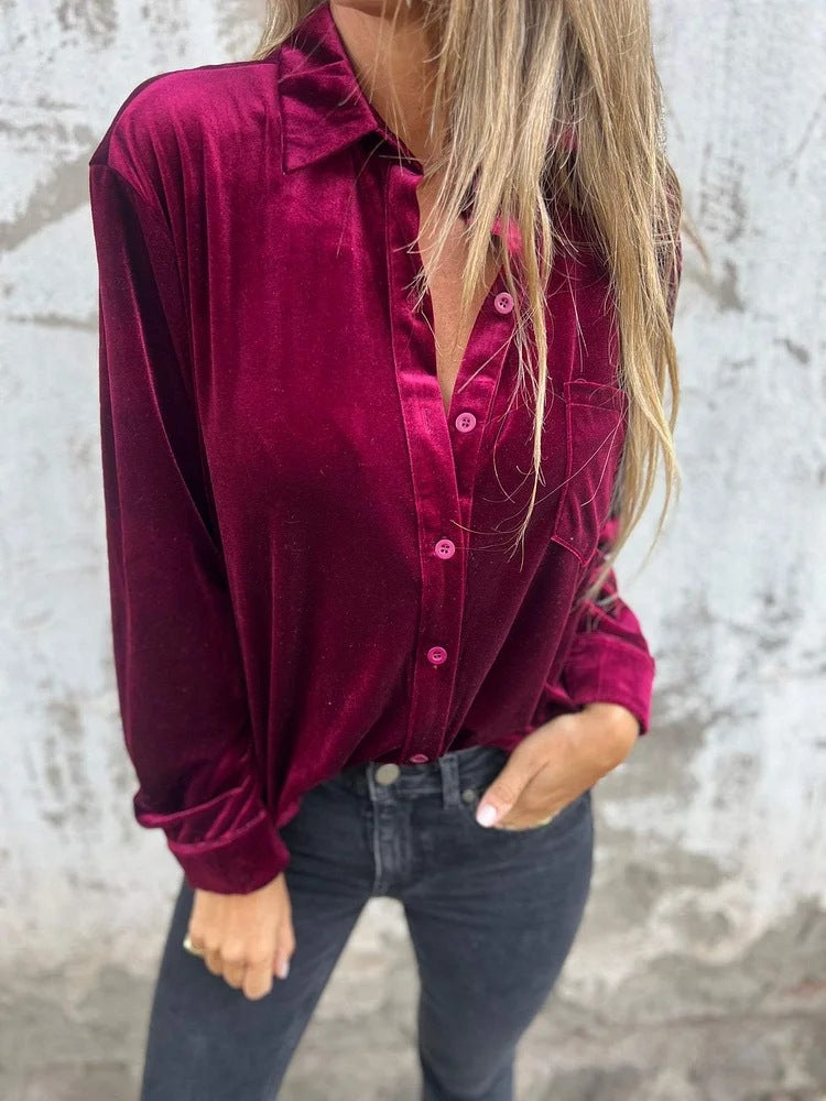Wine Velvet Shirt