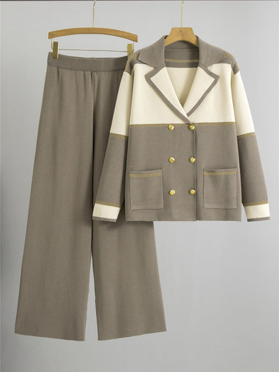 Taupe Double-Breasted Set