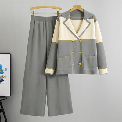 Taupe Double-Breasted Set