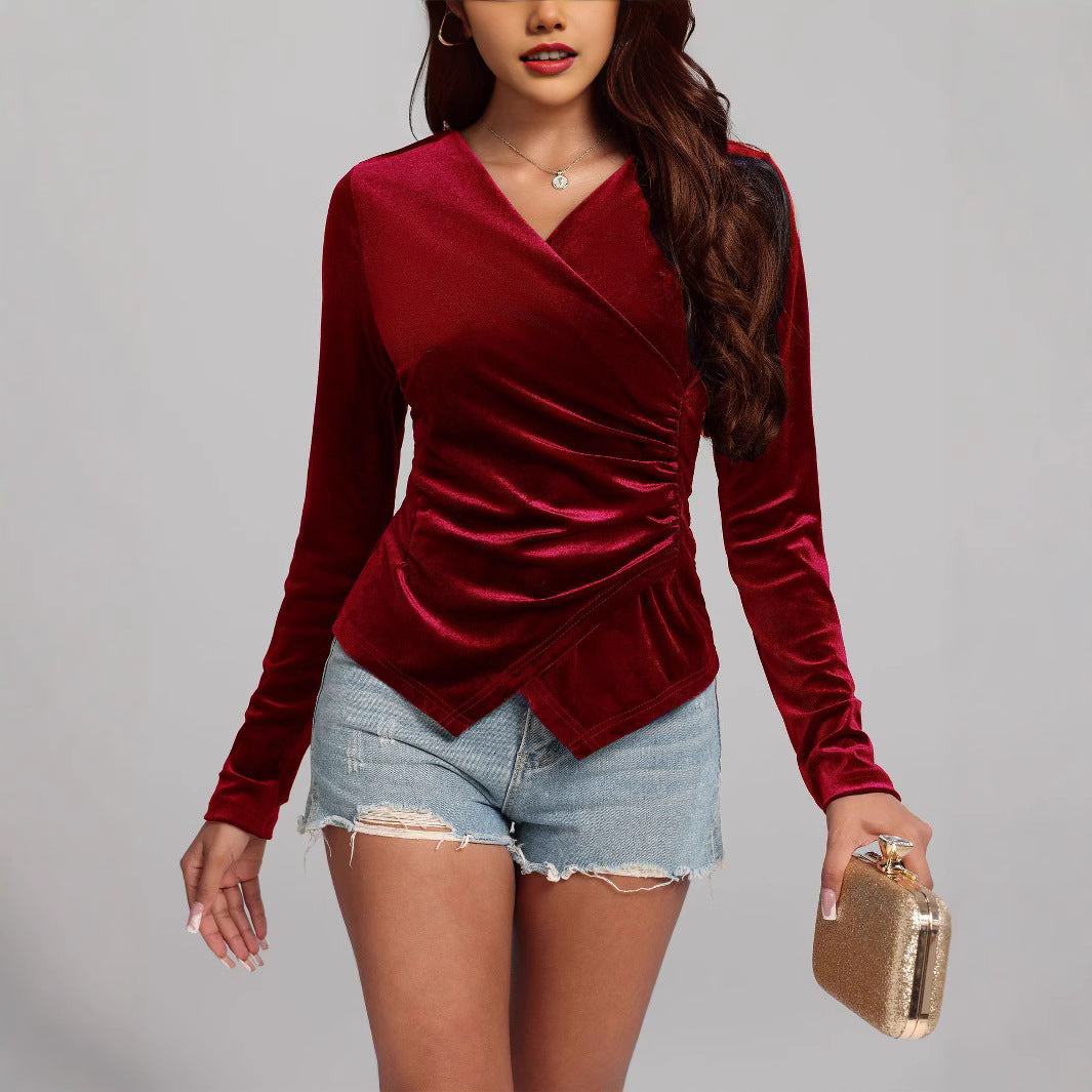 Ruby Wrap Velvet Top