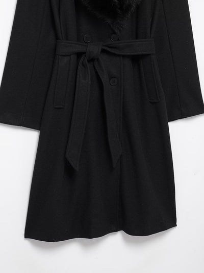 Cream Fur Collar Coat