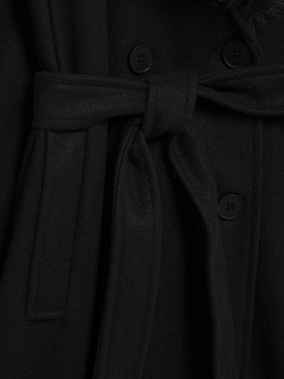 Cream Fur Collar Coat