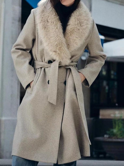 Cream Fur Collar Coat