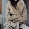 Cream Fur Collar Coat