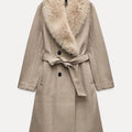 Cream Fur Collar Coat