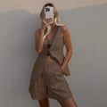 Vanilla Sand Linen Vest Set