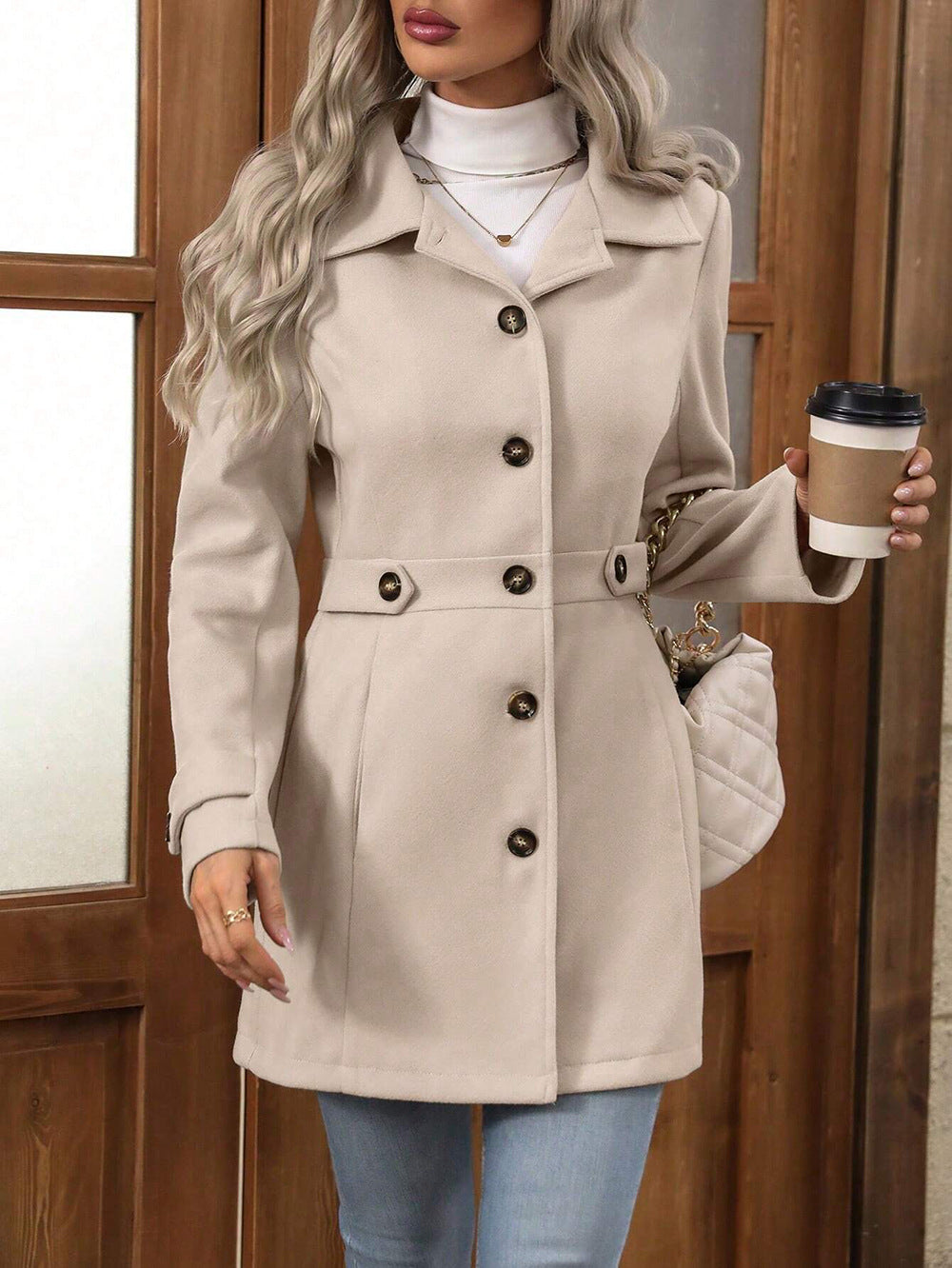 Caramel Chic Wrap Coat