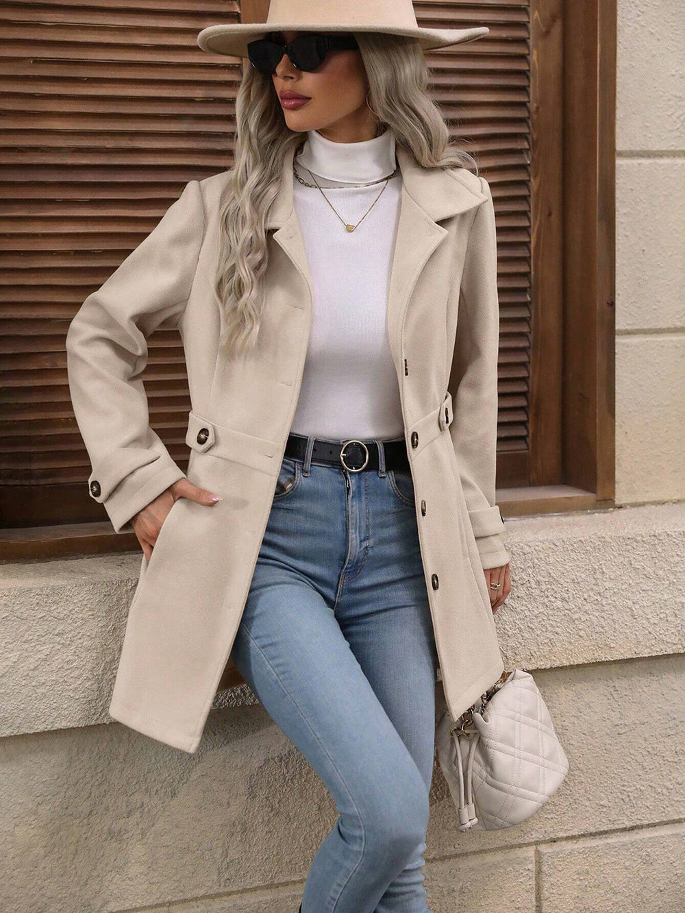 Caramel Chic Wrap Coat