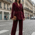 Olive Velvet Suit