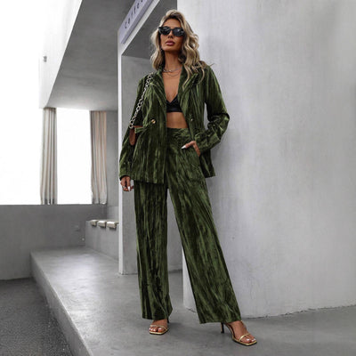 Olive Velvet Suit