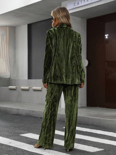 Olive Velvet Suit