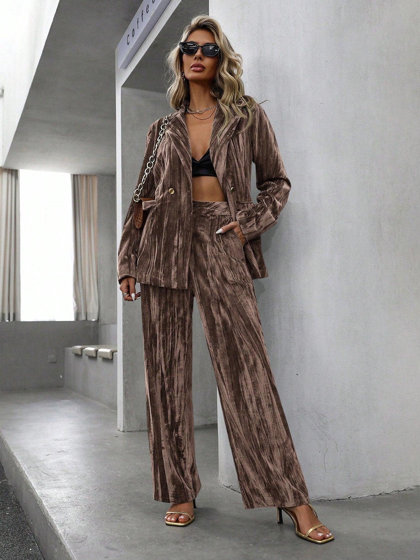 Olive Velvet Suit