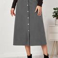 Corduroy Button Skirt