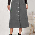Corduroy Button Skirt
