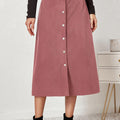 Corduroy Button Skirt